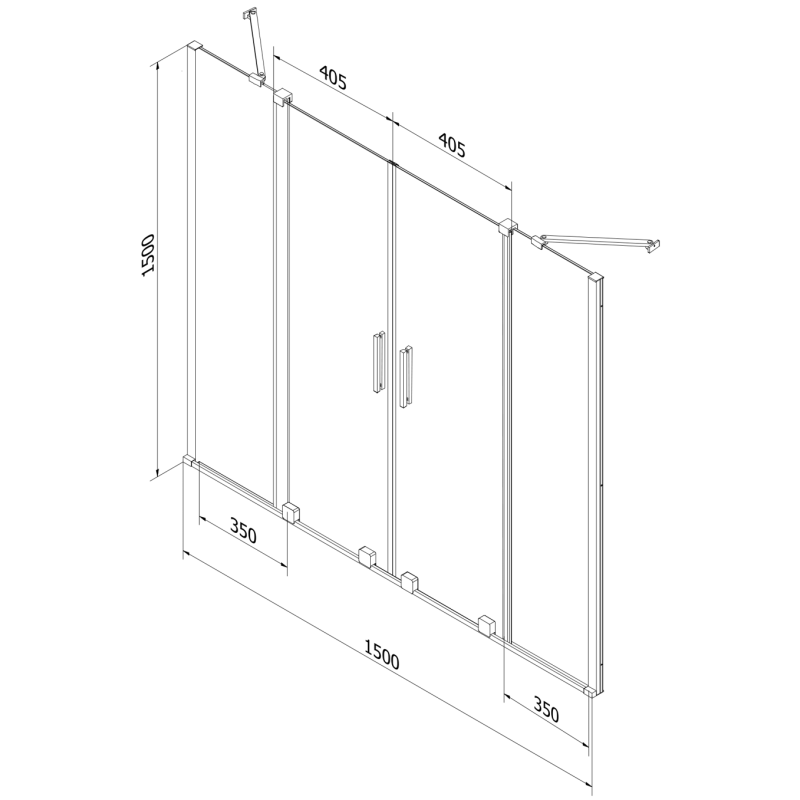 Mexen Velar Duo Badewannenparavent 2-flügelig, verschiebbar, 150 x 150 cm, transparent, Roségold - 896-150-000-02-60