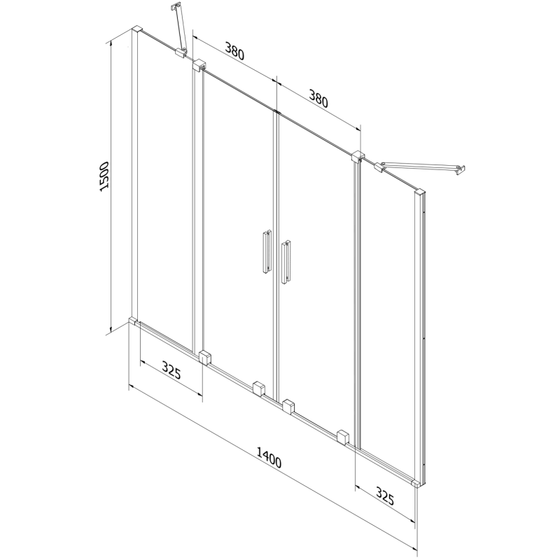 Mexen Velar Duo Badewannenabtrennung, 2-flügelig, 140 x 150 cm, transparent, gebürstetes Kupfer - 896-140-000-02-65