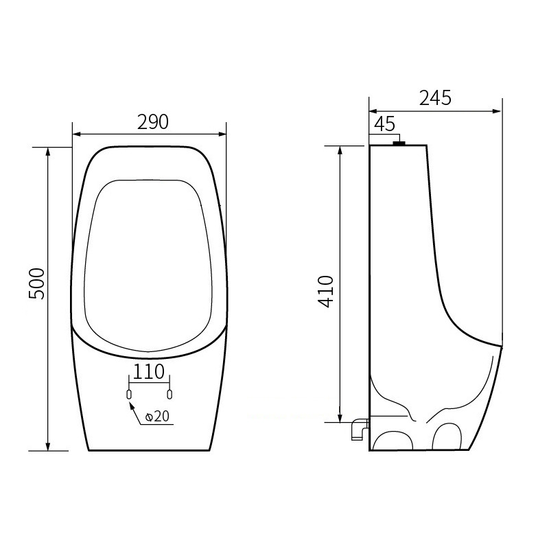 Mexen Carter hängendes Urinal, weiß - 37045000
