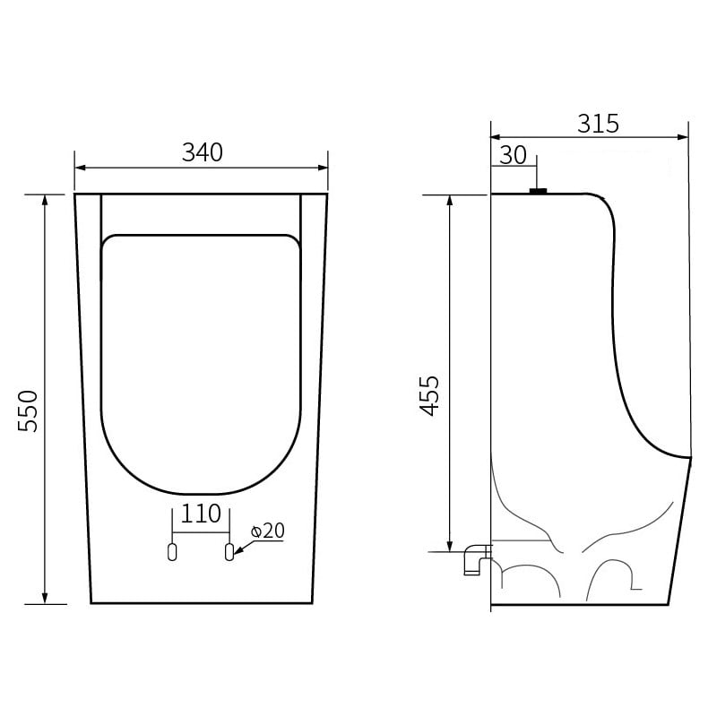 Mexen Nolan hängendes Urinal, schwarz matt - 37065570