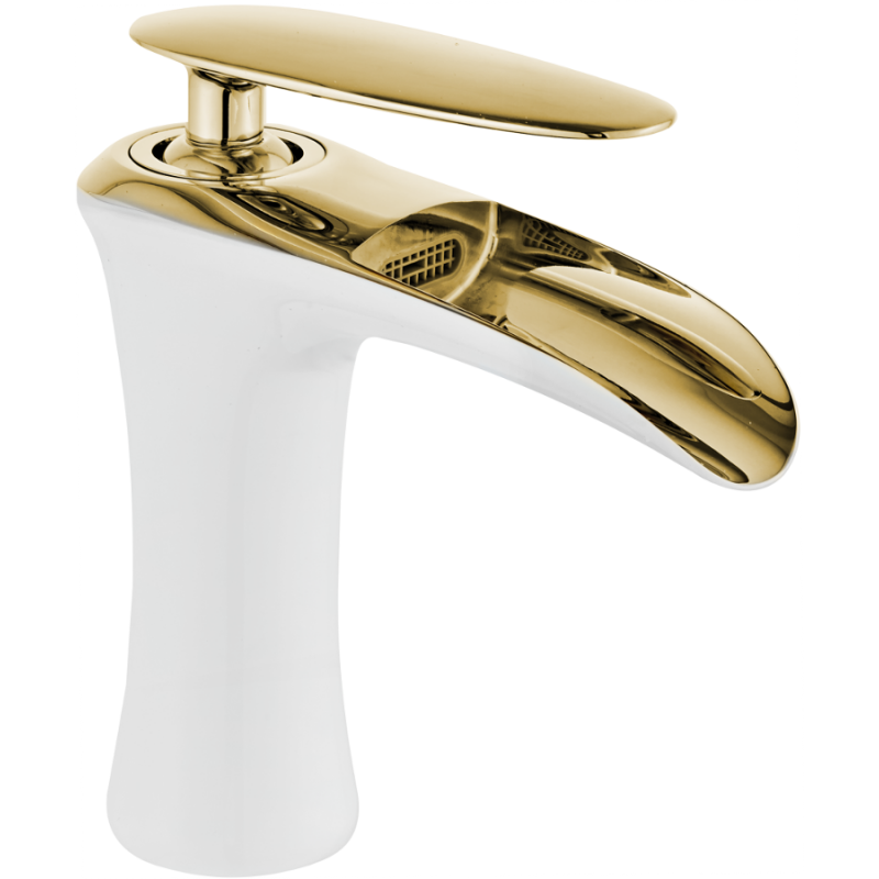 Mexen Lyra Waschbeckenarmatur, weiß/gold - 745300-25