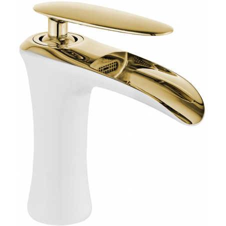 Mexen Lyra Waschbeckenarmatur, weiß/gold - 745300-25