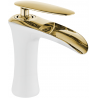 Mexen Lyra Waschbeckenarmatur, weiß/gold - 745300-25