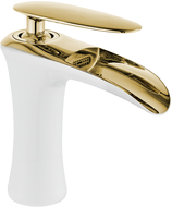 Mexen Lyra Waschbeckenarmatur, weiß/gold - 745300-25