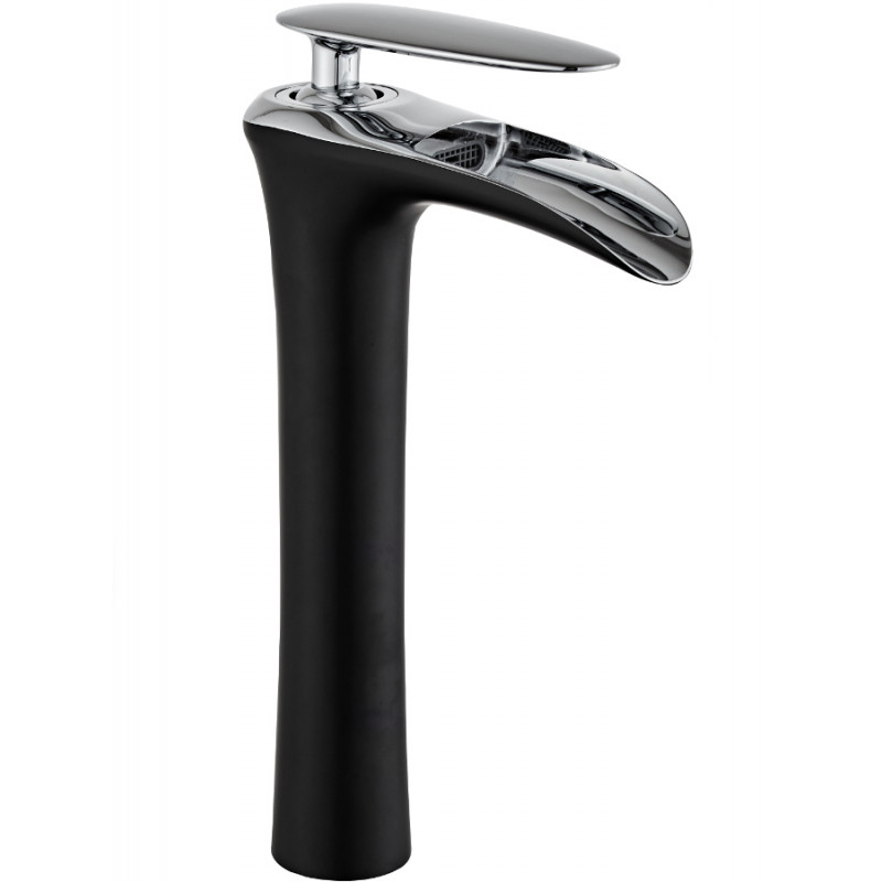 Mexen Lyra hoher Waschtischarmatur, schwarz/chrom - 745310-07