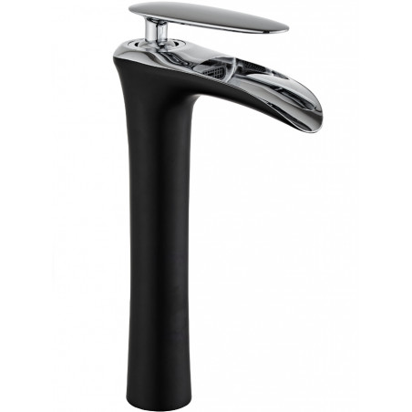 Mexen Lyra hoher Waschtischarmatur, schwarz/chrom - 745310-07