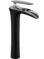 Mexen Lyra hoher Waschtischarmatur, schwarz/chrom - 745310-07