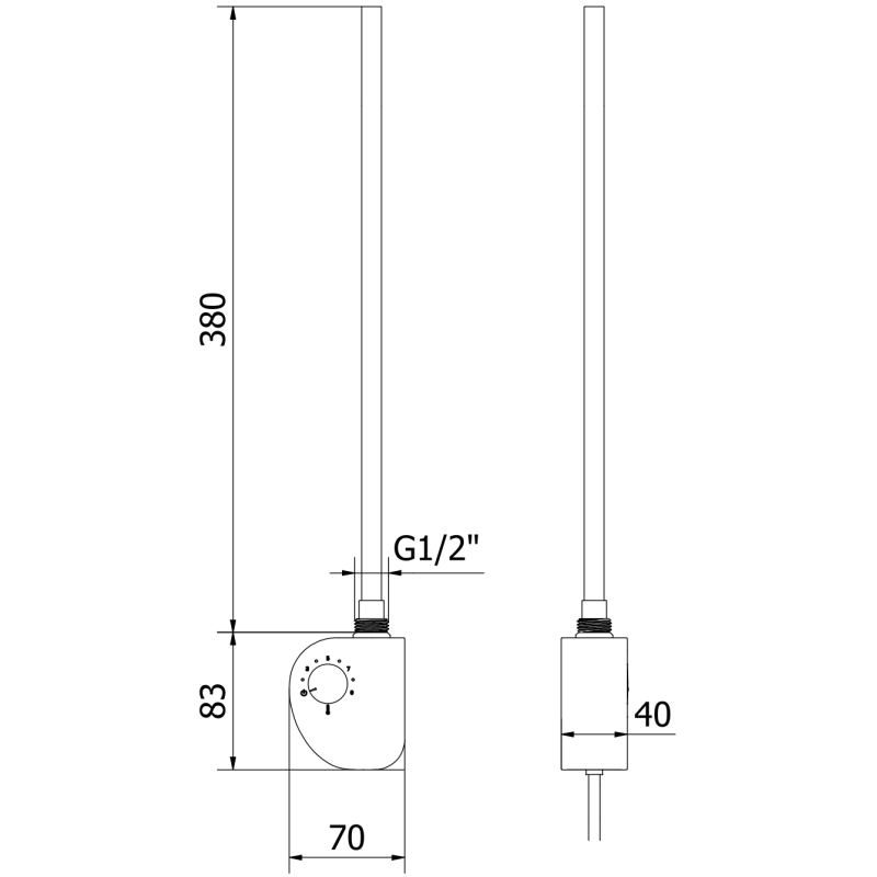Mexen FA-D Elektroheizkörper 300 W, schwarz - W950-0300-70