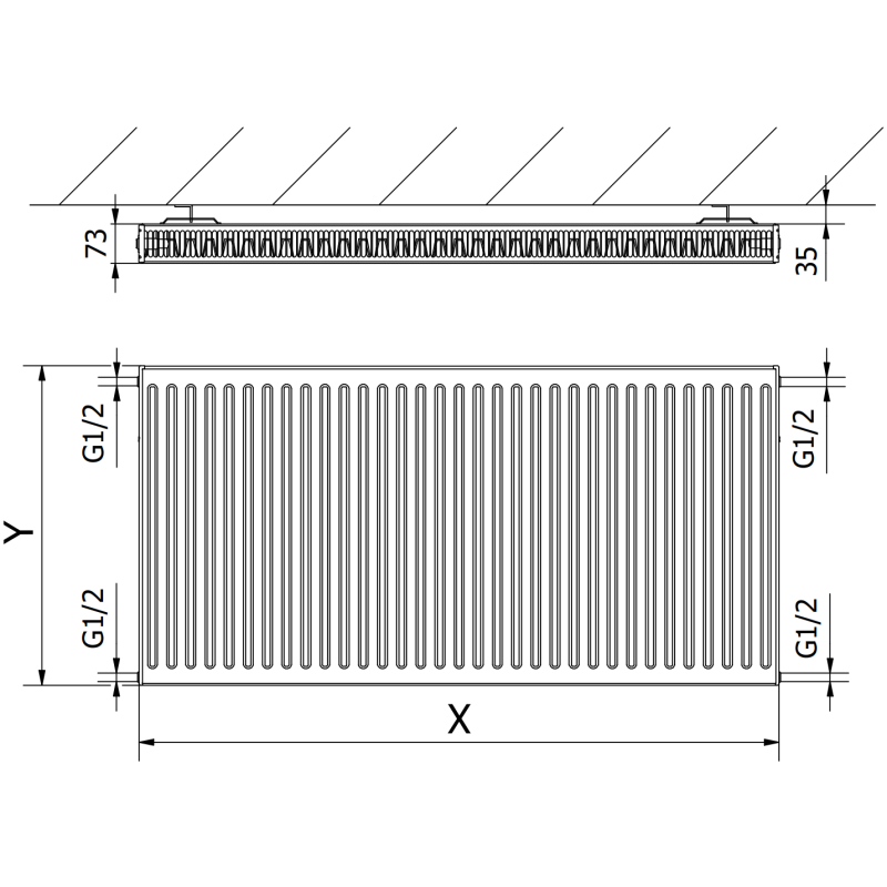 Mexen C21 Plattenheizkörper 900 x 1100 mm, seitlicher Anschluss, 1954 W, weiß - W421-090-110-00
