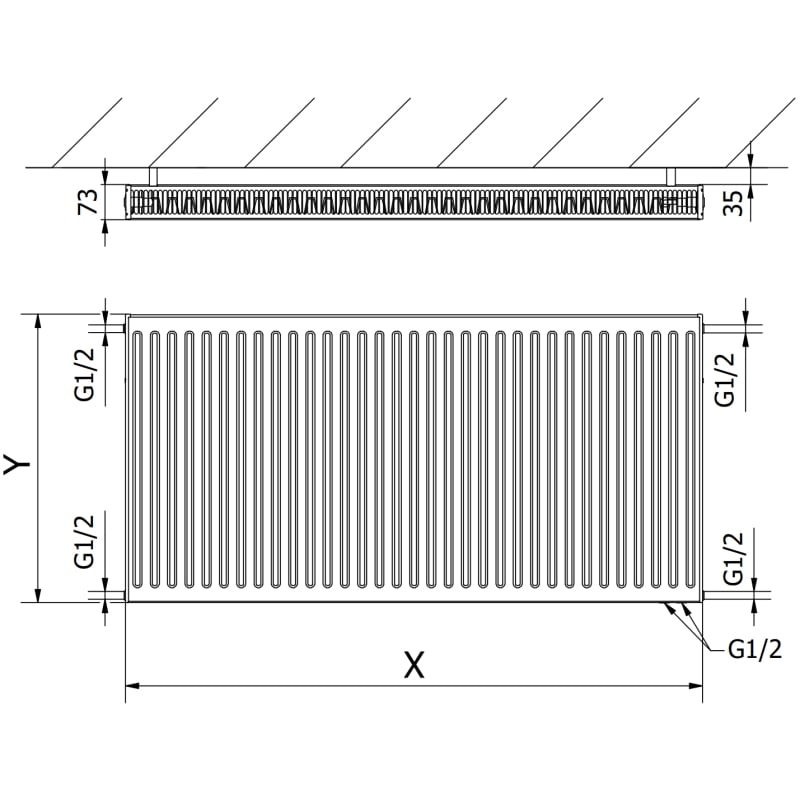Mexen CV21 Plattenheizkörper 300 x 700 mm, Unteranschluss, 515 W, weiß - W621-030-070-00