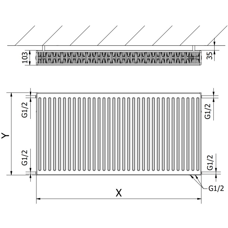 Mexen CV22 Plattenheizkörper 900 x 400 mm, Bodenanschluss, 914 W, weiß - W622-090-040-00
