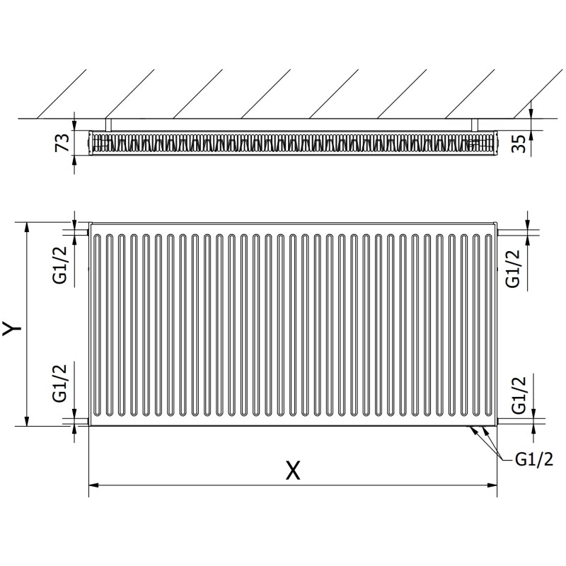 Mexen CV21 Plattenheizkörper 900 x 3000 mm, unterer Anschluss, 5328 W, weiß - W621-090-300-00