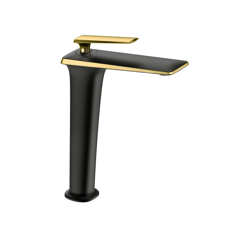 Mexen Purus hohe Waschbeckenarmatur, schwarz/gold - 745810-75