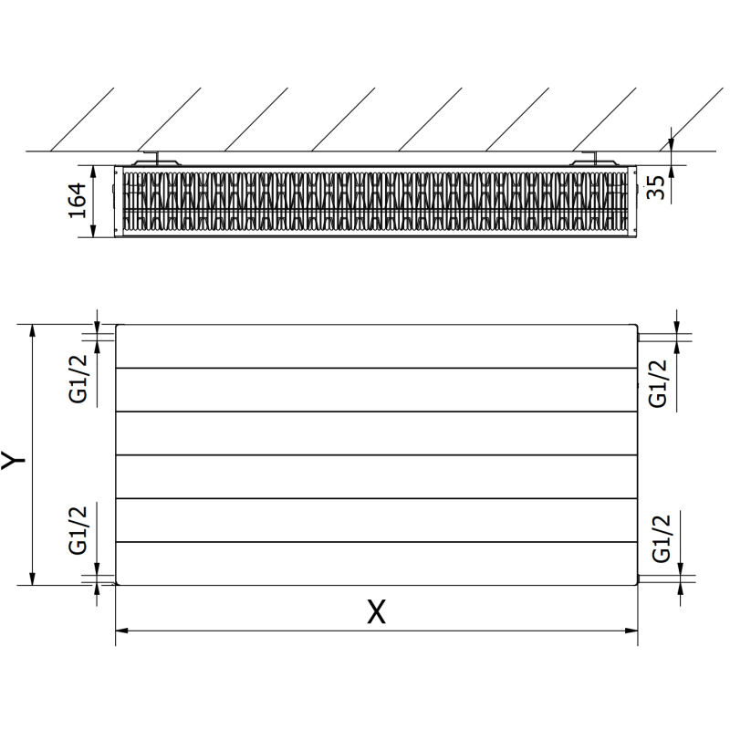 Mexen Line CL33 Plattenheizkörper 400 x 600 mm, seitlicher Anschluss, 949 W, weiß - W433L-040-060-00
