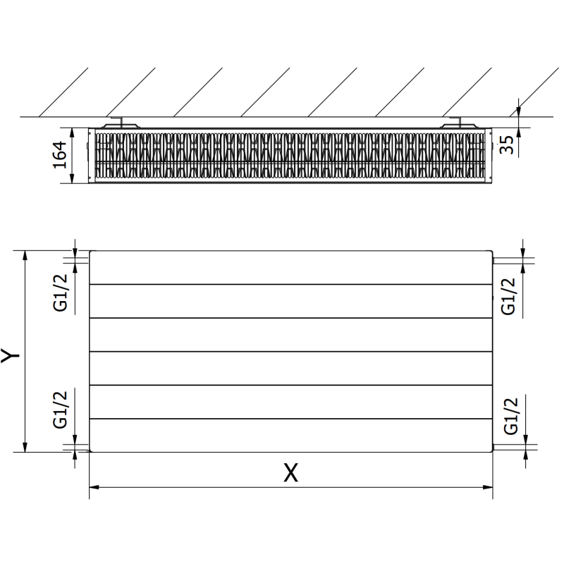 Mexen Line CL33 Plattenheizkörper 900 x 2000 mm, seitlicher Anschluss, 6002 W, weiß - W433L-090-200-00