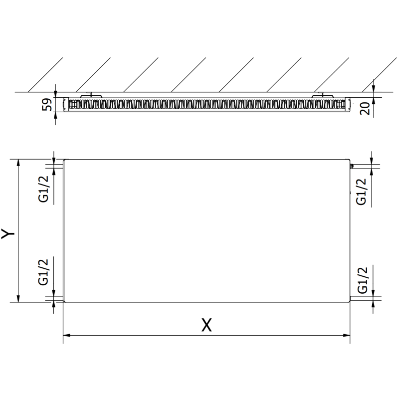 Mexen Flat CF11 Plattenheizkörper 500 x 800 mm, Seitenanschluss, 546 W, weiß - W411F-050-080-00