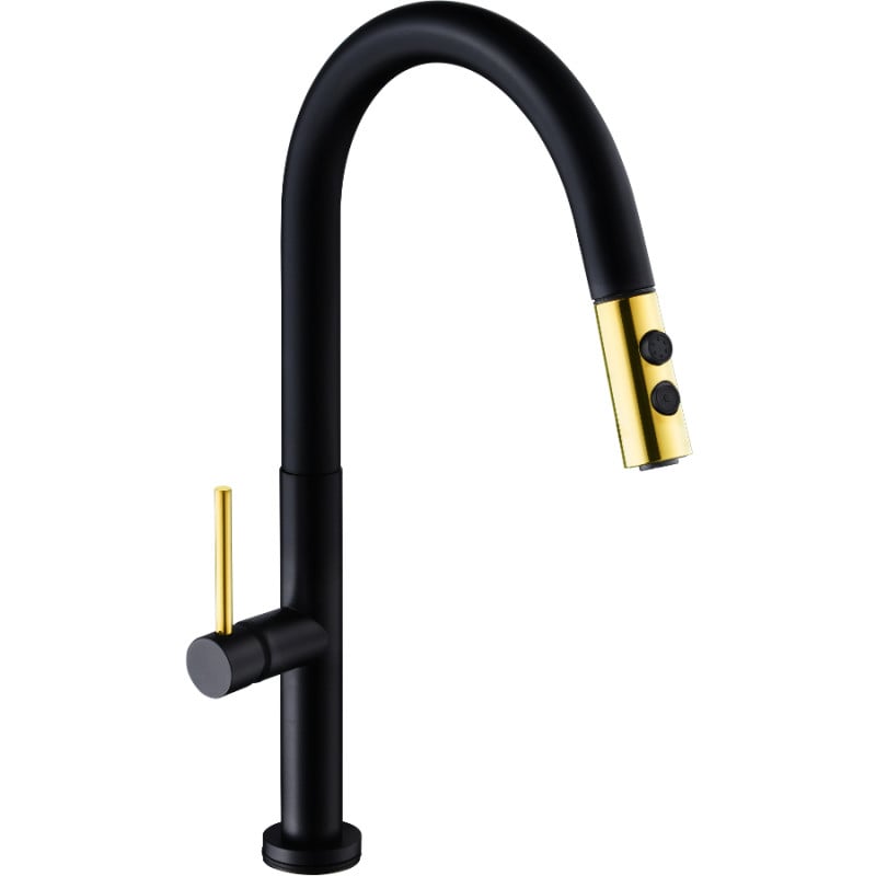 Mexen Ava Küchenarmatur, schwarz/gold - 672800-75
