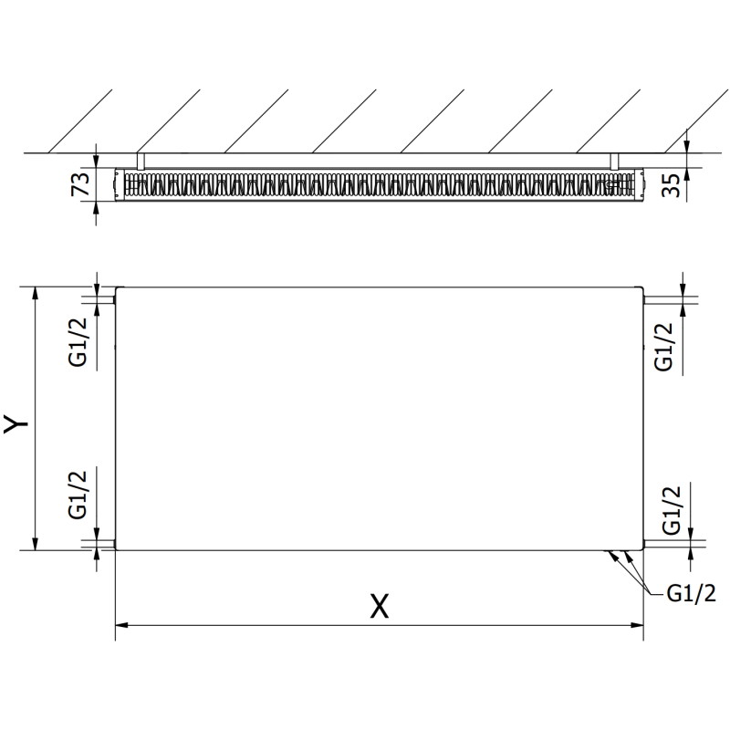 Mexen CVF21 Flachheizkörper 500 x 800 mm, unterer Anschluss, 807 W, weiß - W621F-050-080-00