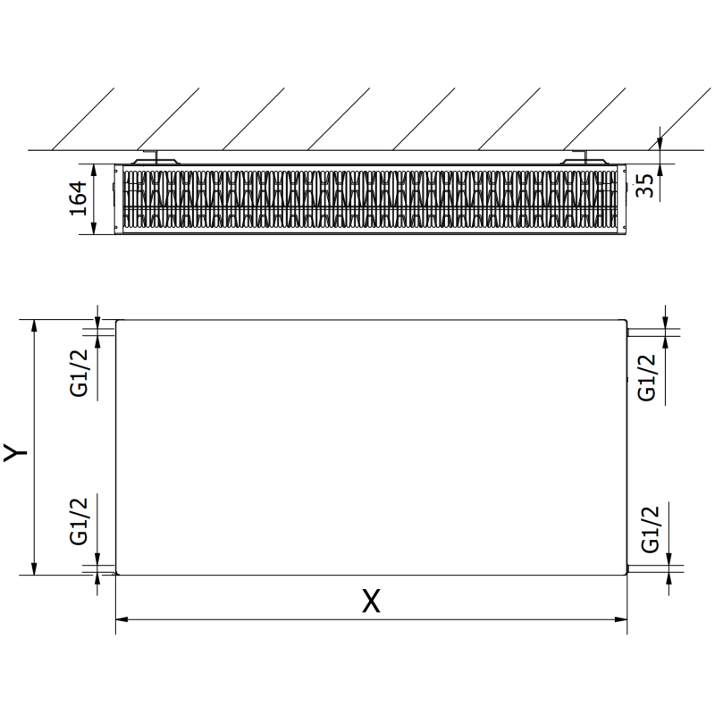 Mexen Flat CF33 Flachheizkörper 300 x 800 mm, seitlicher Anschluss, 992 W, weiß - W433F-030-080-00