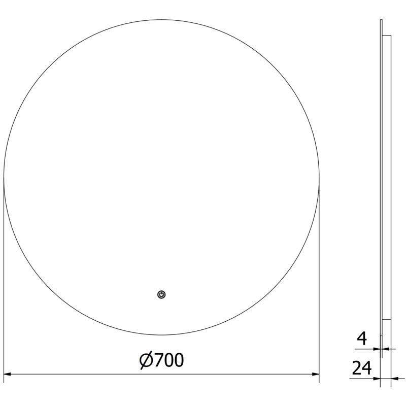 Mexen Erg beleuchteter Badezimmerspiegel, rund 70 cm, LED 6000K, Antibeschlag - 9823-070-070-611-00