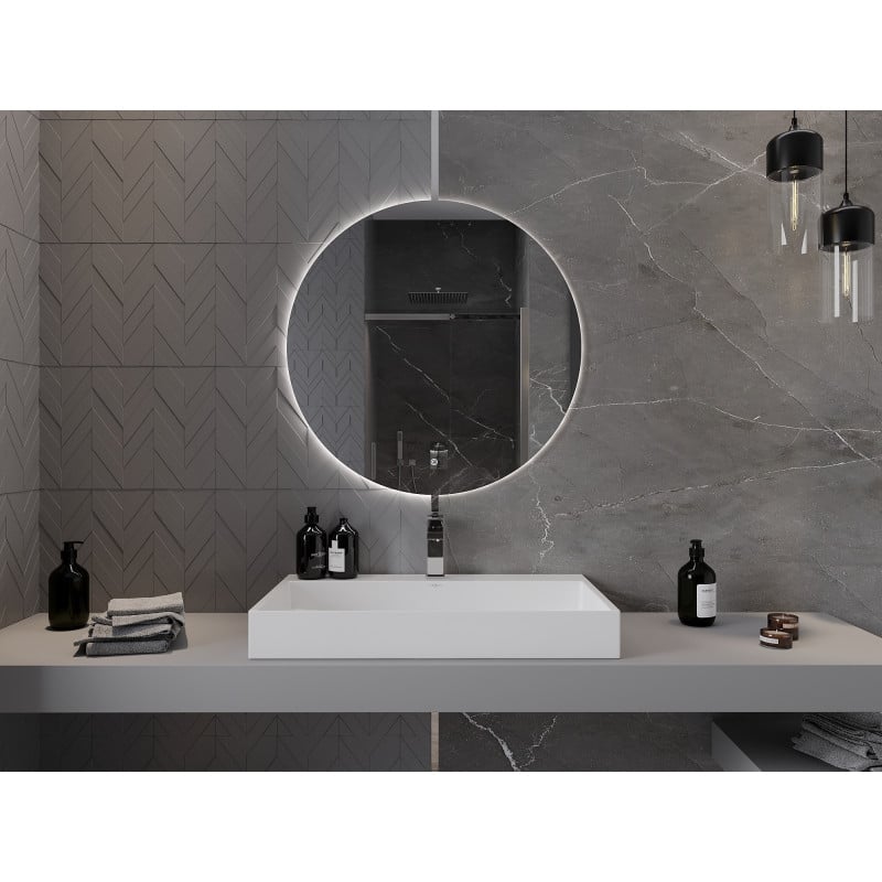 Mexen Erg beleuchteter Badezimmerspiegel, rund 80 cm, LED 6000K, Antibeschlag - 9823-080-080-611-00