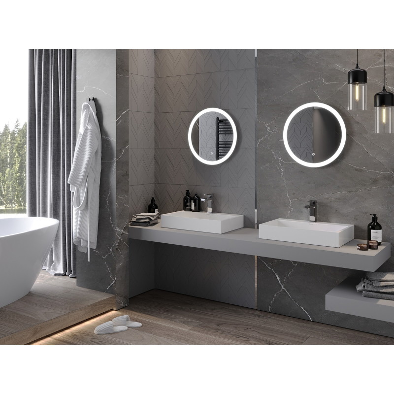 Mexen Oro beleuchteter Badezimmerspiegel, rund 50 cm, LED 6000K, Antifog - 9824-050-050-611-00