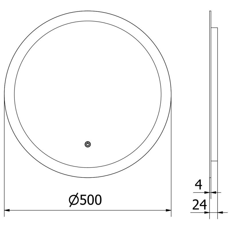 Mexen Oro beleuchteter Badezimmerspiegel, rund 50 cm, LED 6000K, Antibeschlag - 9824-050-050-611-00
