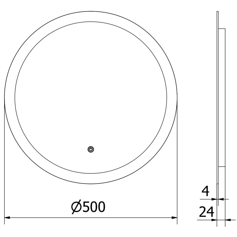 Mexen Oro beleuchteter Badezimmerspiegel, rund 50 cm, LED 6000K, Antifog - 9824-050-050-611-00
