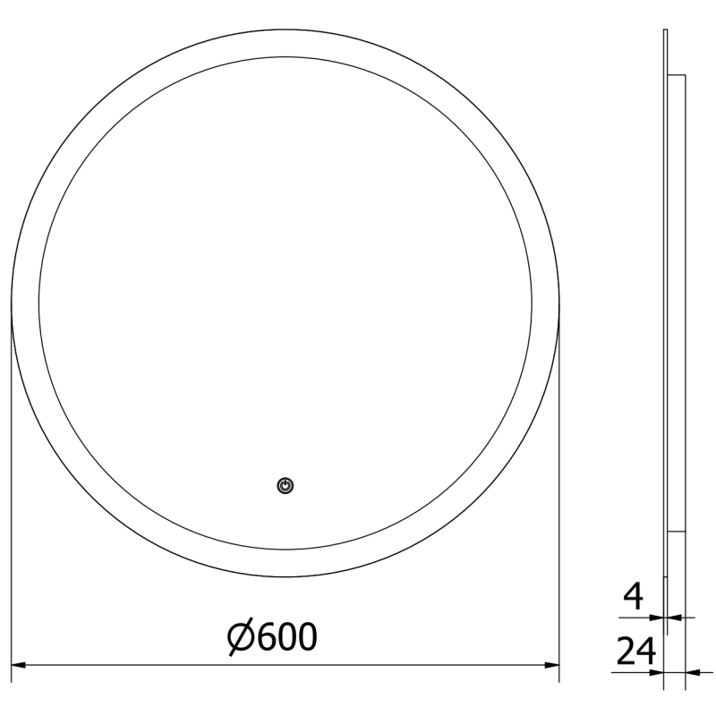 Mexen Oro beleuchteter Badezimmerspiegel, rund 60 cm, LED 6000K, Antibeschlag - 9824-060-060-611-00