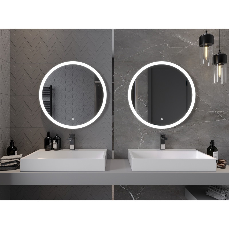 Mexen Oro beheizter, beleuchteter Badezimmerspiegel, 70 cm rund, LED 6000K, Antifog - 9824-070-070-611-00