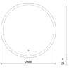 Mexen Oro beleuchteter Badezimmerspiegel, rund 80 cm, LED 6000K, Antibeschlag - 9824-080-080-611-00