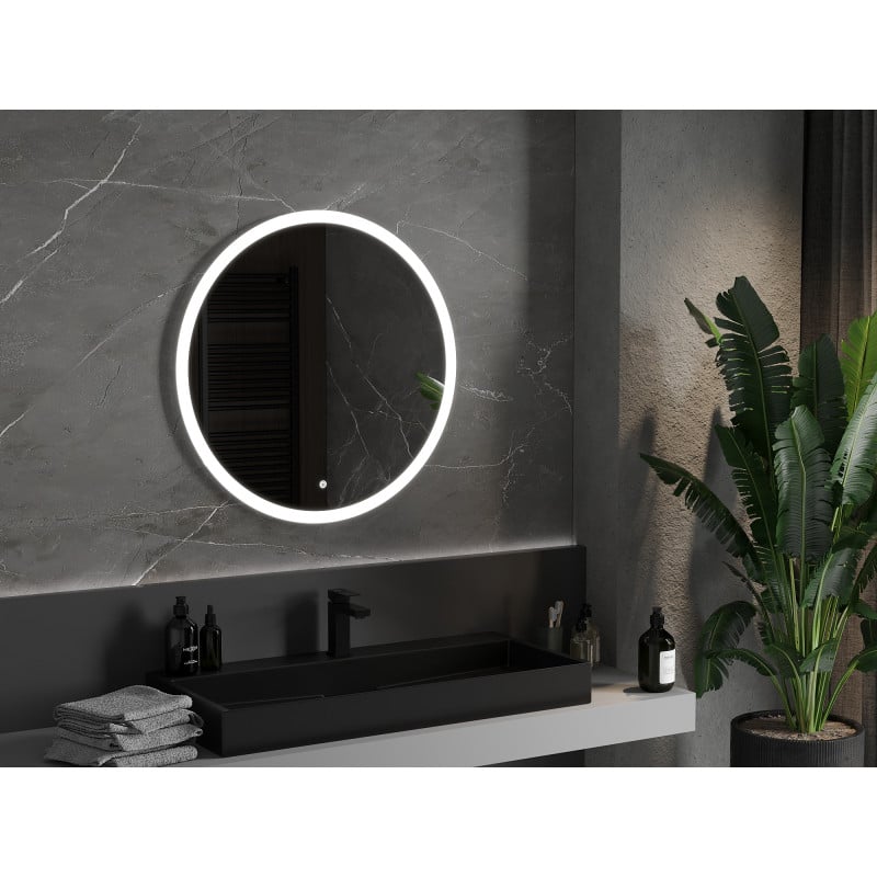 Mexen Oro beleuchteter Badezimmerspiegel, rund 80 cm, LED 6000K, Antibeschlag - 9824-080-080-611-00
