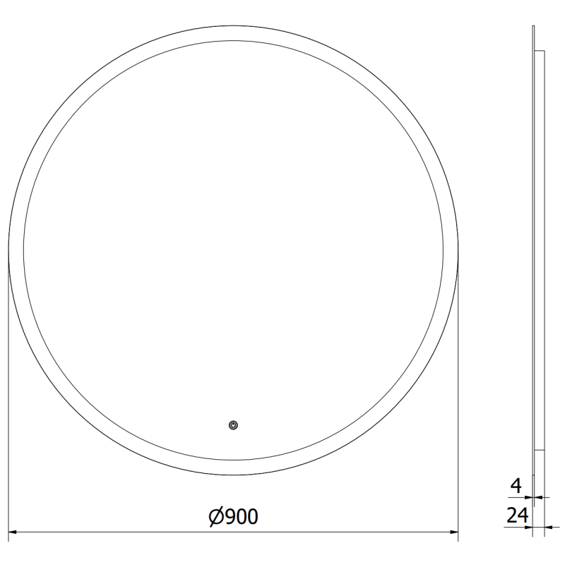 Mexen Oro beleuchteter, runder LED-Badezimmerspiegel 90 cm, 6000K, Antibeschlag - 9824-090-090-611-00