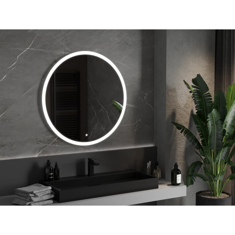 Mexen Oro beleuchteter, runder LED-Badezimmerspiegel 90 cm, 6000K, Antibeschlag - 9824-090-090-611-00