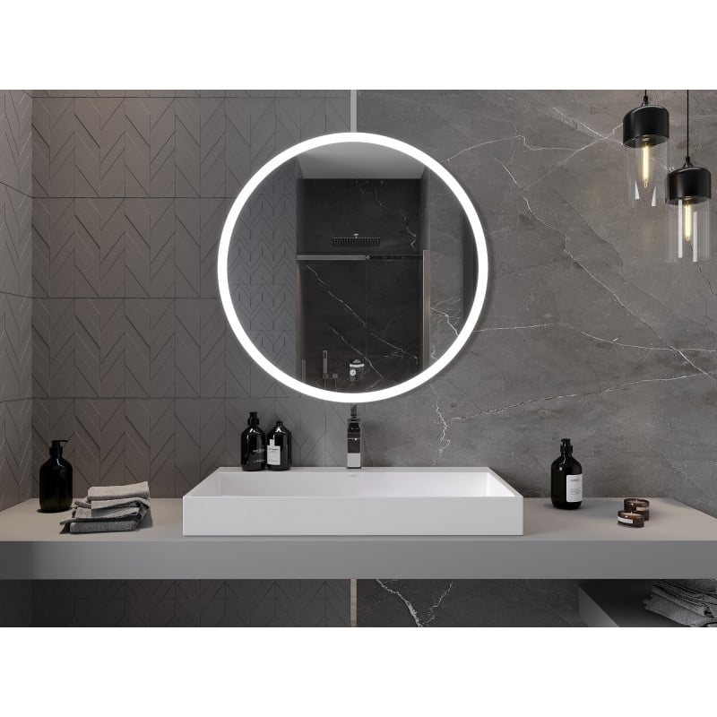 Mexen Oro beleuchteter, runder LED-Badezimmerspiegel 90 cm, 6000K, Antibeschlag - 9824-090-090-611-00