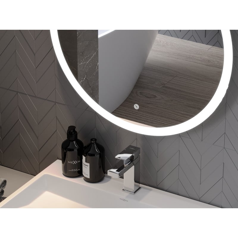 Mexen Oro beleuchteter, runder LED-Badezimmerspiegel 90 cm, 6000K, Antibeschlag - 9824-090-090-611-00