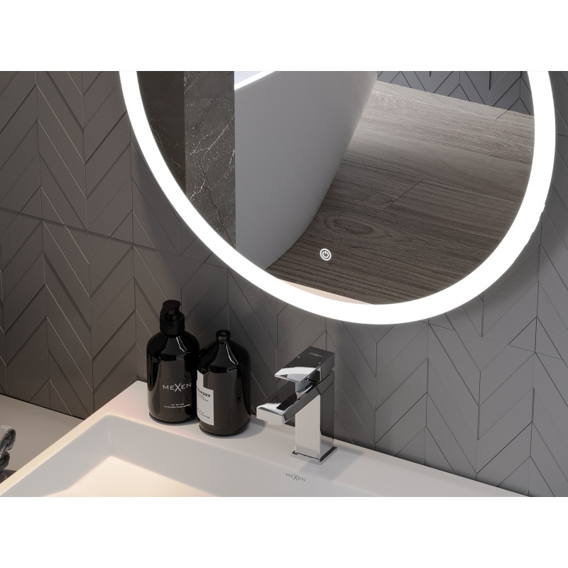 Mexen Oro beleuchteter runder Badezimmerspiegel, 100 cm, LED 6000K, Antibeschlag - 9824-100-100-611-00