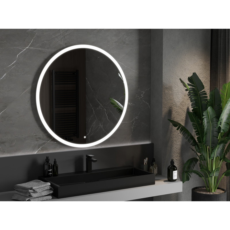 Mexen Oro beleuchteter runder Badezimmerspiegel, 100 cm, LED 6000K, Antibeschlag - 9824-100-100-611-00