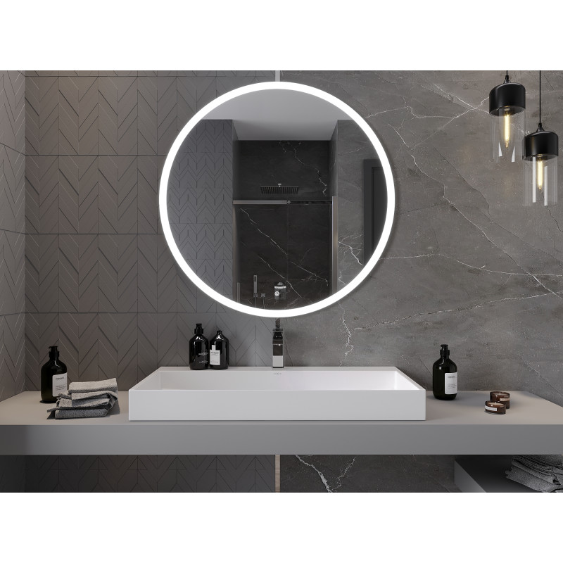 Mexen Oro beleuchteter runder Badezimmerspiegel, 100 cm, LED 6000K, Antibeschlag - 9824-100-100-611-00