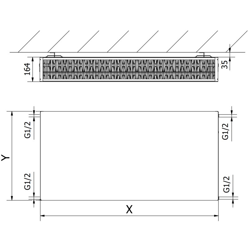 Mexen CF33 Flachheizkörper 900 x 1600 mm, seitlicher Anschluss, 4801 W, weiß - W433F-090-160-00