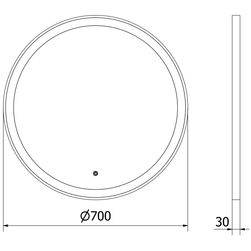 Mexen Esso Beleuchteter runder Badezimmerspiegel, 70 cm, LED 6000K, beschlagfrei, Rahmen gebürstetes Gold - 9825-070-070-611-50