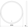 Mexen Esso Beleuchteter Badezimmerspiegel, rund 90 cm, LED 6000K, Antibeschlag, goldener Rahmen - 9825-090-090-611-50