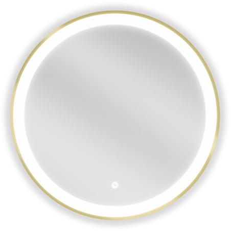 Mexen Esso beleuchteter Badezimmerspiegel, rund 60 cm, LED 6000K, Anti-Beschlag, goldener Rahmen - 9825-060-060-611-50