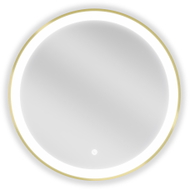 Mexen Esso beleuchteter Badezimmerspiegel, rund 60 cm, LED 6000K, Antibeschlag, goldener Rahmen - 9825-060-060-611-50