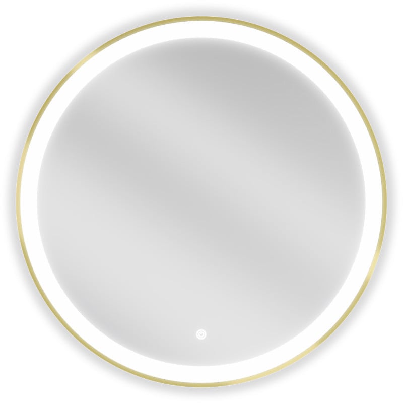 Mexen Esso beleuchteter Badezimmerspiegel, rund 70 cm, LED 6000K, Antibeschlag, goldener Rahmen - 9825-070-070-611-50