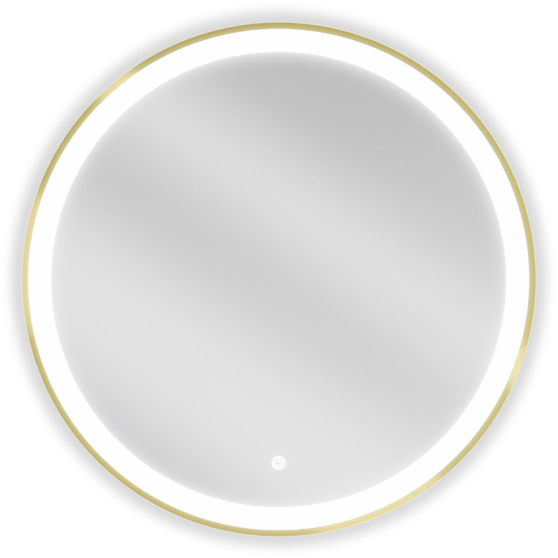 Mexen Esso Beleuchteter runder Badezimmerspiegel, 70 cm, LED 6000K, beschlagfrei, Rahmen gebürstetes Gold - 9825-070-070-611-50