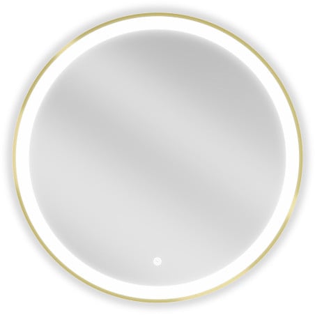 Mexen Esso beleuchteter Badezimmerspiegel, rund 70 cm, LED 6000K, Antibeschlag, goldener Rahmen - 9825-070-070-611-50