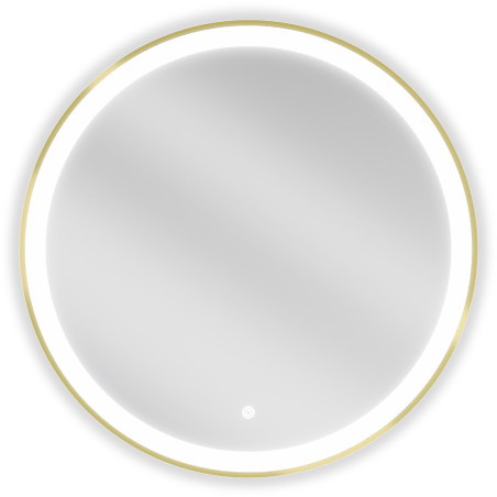 Mexen Esso Beleuchteter runder Badezimmerspiegel, 70 cm, LED 6000K, beschlagfrei, Rahmen gebürstetes Gold - 9825-070-070-611-50