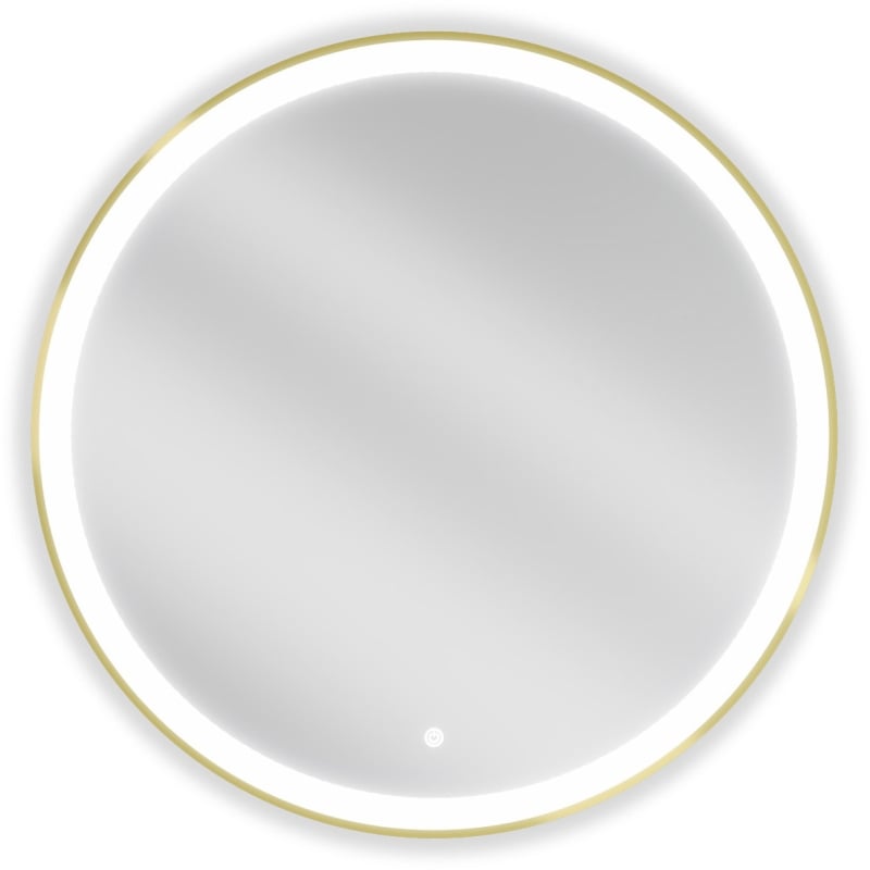 Mexen Esso beleuchteter runder Badezimmerspiegel, 80 cm, LED 6000 K, Anti-Beschlag, Rahmen in gebürstetem Gold
