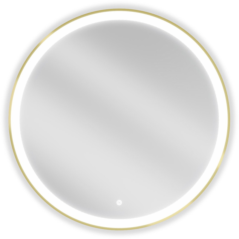 Mexen Esso Rundes beleuchtetes Badezimmerspiegel, 80 cm, LED 6000K, Antibeschlag, goldener Rahmen - 9825-080-080-611-50